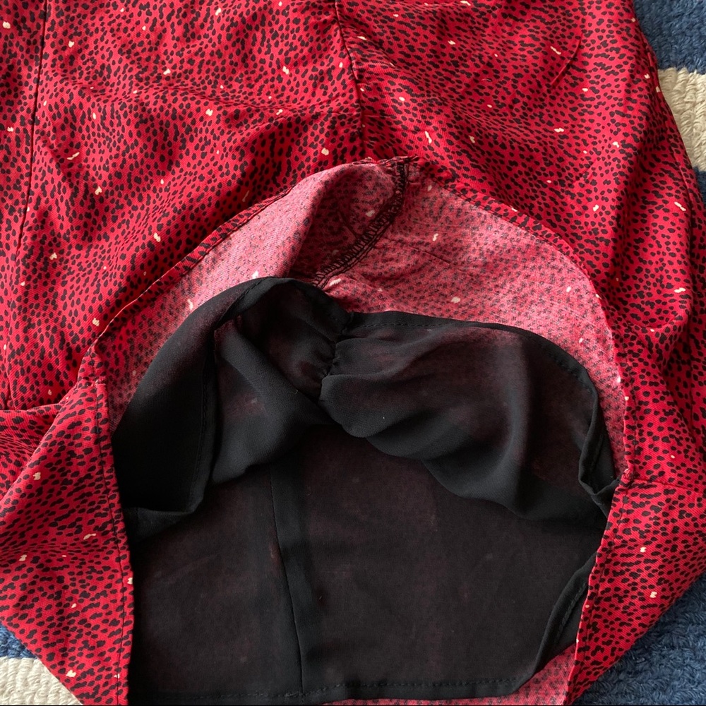 ❤️ ZARA RED BLACK ANIMAL PRINT LING SLEEVE FIT & FLARE MINI DRESS! - Picture 10 of 12